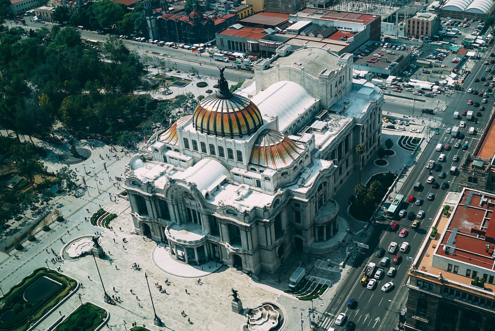 bird s eye view photography of dome building