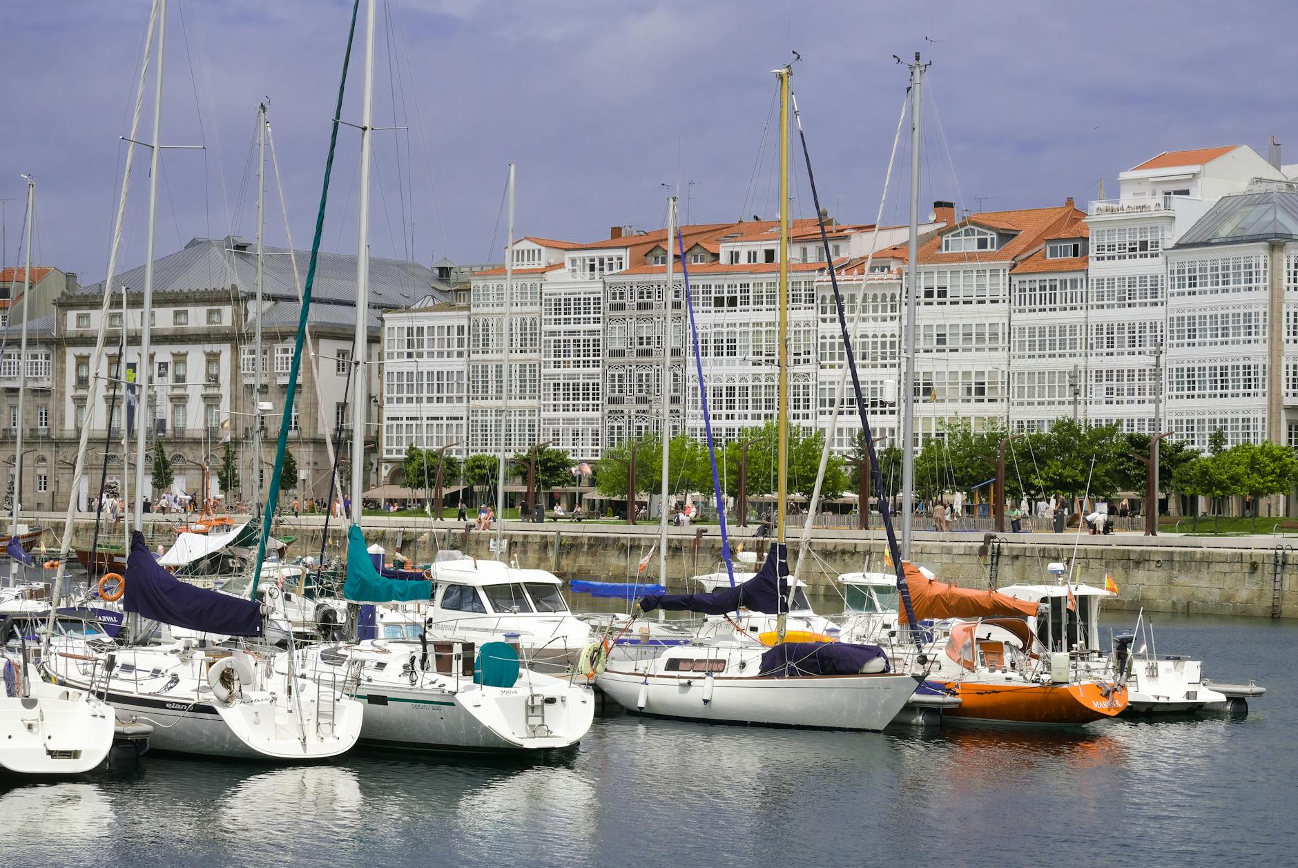 yachts in the marina in a coruna spain